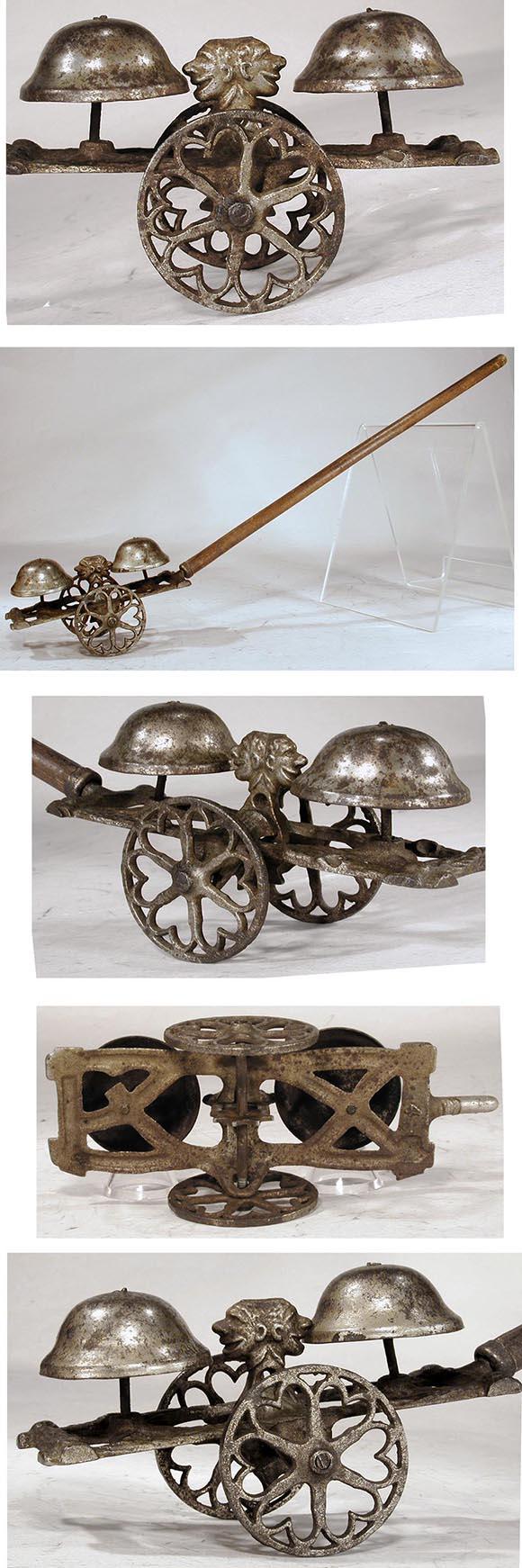 c.1880 Gong Bell Mfg. Co., Double Headed Cast Iron Bell Ringer